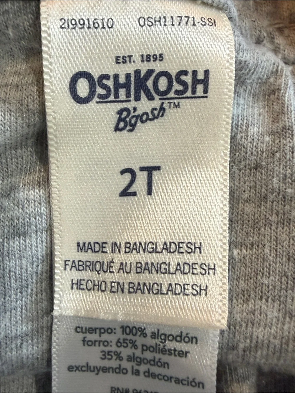 OshKosh B'gosh Vestback Cream Overalls with Navy Striped Straps Sz 2T